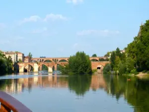 Les ponts d'Albi en barque