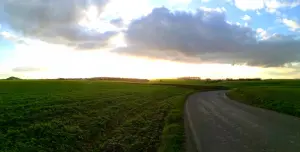 Vue sur la campagne avant d'entrer dans Ames