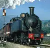 Steam train on the train line Pignes