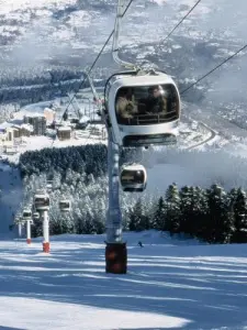 Gondola to reach the ski resort Ax 3 Domaines