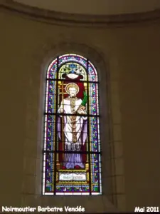 Glas in lood raam van de kerk Saint-Nicolas