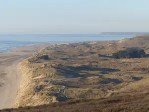 View of the Carteret lighthouse, the Hatainville dunes