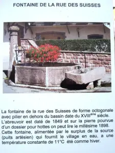 Information auf dem Brunnen in der Rue des Suisses (© JE)