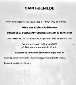 Information about Saint Benilde (© J.E)
