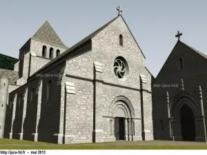 Vorschlag der 3D-Wiedergabe der Fassade der verschwundenen Abtei