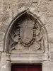 Cusset - Gate of the old tower fortification: coat of arms kings of France surrounded the collar of the Order of Saint-Michel
