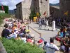 Day medieval battle on the area of the castle