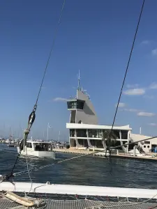 The harbor master's office from the deck of a boat