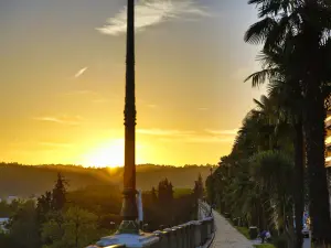 Zonsondergang op de boulevard