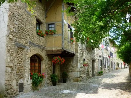 Pérouges - Rue des Rondes fleurie (© C.Despalles)