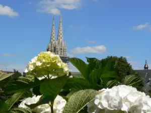 De torenspitsen van de kathedraal Saint-Corentin