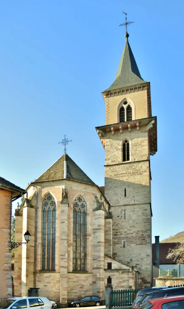Ribeauvillé - Clocher et abside de l'église Saint-Grégoire-le-Grand (© J.E)