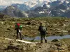 Going up, views of the high peaks of the Alps