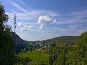 La vista valle del Lot Saint-Cirq-Lapopie