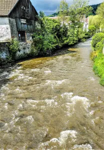 La Bruche, stroomopwaarts van de brug (© JE)