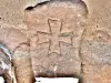 Bollard engraved in front of the Bucheneck (© J.E)