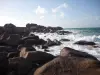 Waves on the pink rocks