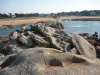 Het strand van Renote-eiland gezien vanaf de rotsen van de Gouffre