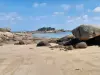 Cala de arena en Tourony, enfrente el castillo de Costaérès