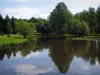 Пейзажи Лимузена - Водоем, луга, деревья и облака