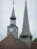 Пуэллемонтье - Колокольня и часы церкви Нотр-Дам-ан-Са-Рождество; в Пэи дю Дер