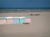 ベルクシュルメール - オパールコースト：砂浜、色とりどりのキャビン、海（la Manche）に小波