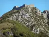 モンセギュールの城 - その岩場の頂上に腰掛けたカタール城塞（遺跡、要塞の廃墟）