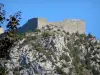モンセギュールの城 - カタル城塞（遺跡、要塞の廃墟）とその岩が多い峰（ポッグ）