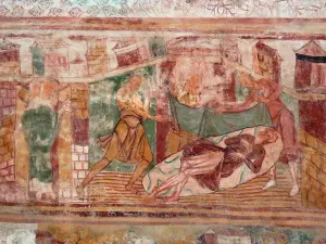 Abadía de Saint-Savin - Dentro de la iglesia de la abadía: murales (frescos) Romance