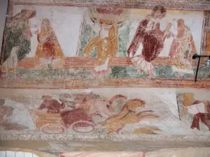 Abadía de Saint-Savin - Dentro de la iglesia de la abadía: murales (frescos) Romance