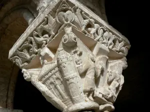 Abbaye de Moissac - Abbaye Saint-Pierre de Moissac : chapiteau sculpté du cloître roman