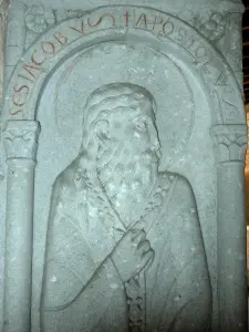 Abbazia di Moissac - Abbazia di Saint-Pierre de Moissac: scultura di St. Jacques nel chiostro romanico