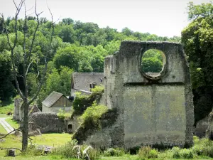 Abdij van Mortemer - Ruïnes van de abdijkerk (overblijfselen van de cisterciënzer abdij) in een groene, de stad van Lisors