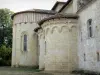 Abtei Flaran - Ehemalige Zisterzienserabtei Notre-Dame von Flaran (Zentrum des Departements-Erbe, Departements-Kulturzentrum), auf der Gemeinde Valence-sur-Baïse: Chorhaupt der romanischen Kirche