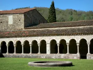 Abtei Saint-Michel de Cuxa - Becken und Arkaden des romanischen Kreuzgangs