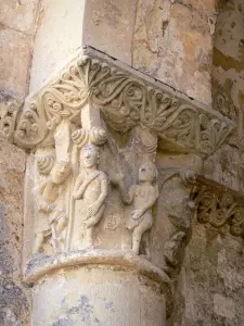 Abtei von La Sauve-Majeure - Skulptiertes Kapitell der Abteikirche: die Erbsünde