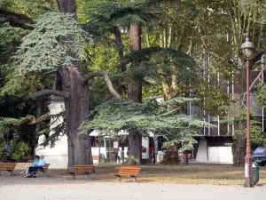 Agen - Plaza con árboles y bancos