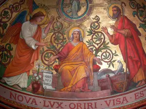 Agen - Dentro de la Catedral de San Caprais aire libre (pintura mural)