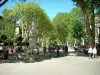 Aix-en-Provence - Rua (Cours Mirabeau) alinhada com plátanos com a fonte do rei René