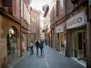 Albi - Pedestrian street with its shops and its brick-built houses