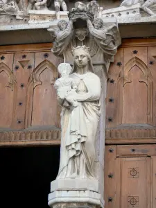 Ambronay abbey - Former Benedictine abbey (Cultural centre): sculptures of the portal of the abbey church 