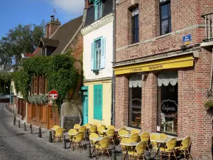 Amiens - Viertel Saint-Leu: Häuser und Terrassen von Restaurants