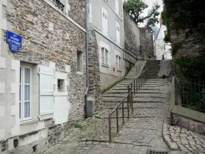 Angers - Escalonado callejón (calle Donadieu de Puycharic) y las casas en el casco antiguo