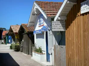 Arcachon bay - Oyster huts of the village of Canon, in the town of Lège-Cap-Ferret 