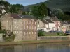 Ardennes Regional Nature Park - Meuse valley: facades of the town of Monthermé and River Meuse