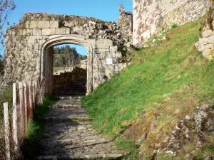 Arlempdes - Renaissance poort en trappen die leiden naar het middeleeuwse kasteel