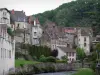 Aubusson - Maisons dominant la rivière (la Creuse)