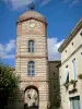 Auvillar - Clock tower and houses in the village 