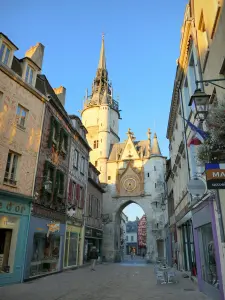 Auxerre - Clock tower and facades of houses in the old town