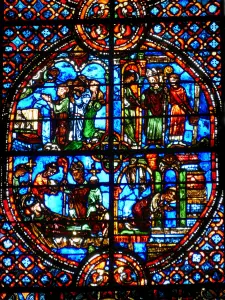 Auxerre - Inside the Saint-Étienne cathedral: stained glass window